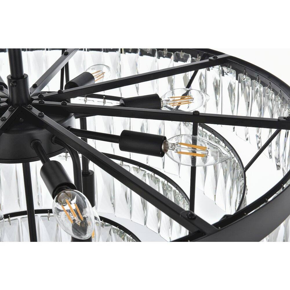Alt View 2. Elegant Lighting - Josephine 27 Inch Round Chandelier In Black - Black And Clear.