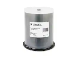 Verbatim - 700 MB 52X CD-R Inkjet Printable 100 Packs Spindle Media Model 95252 - White