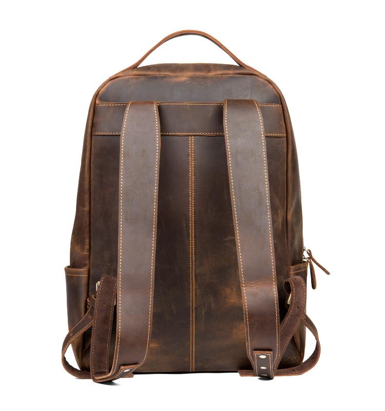 Angle. Steel Horse Leather - The Vernon Minimalist Leather Backpack - Brown.