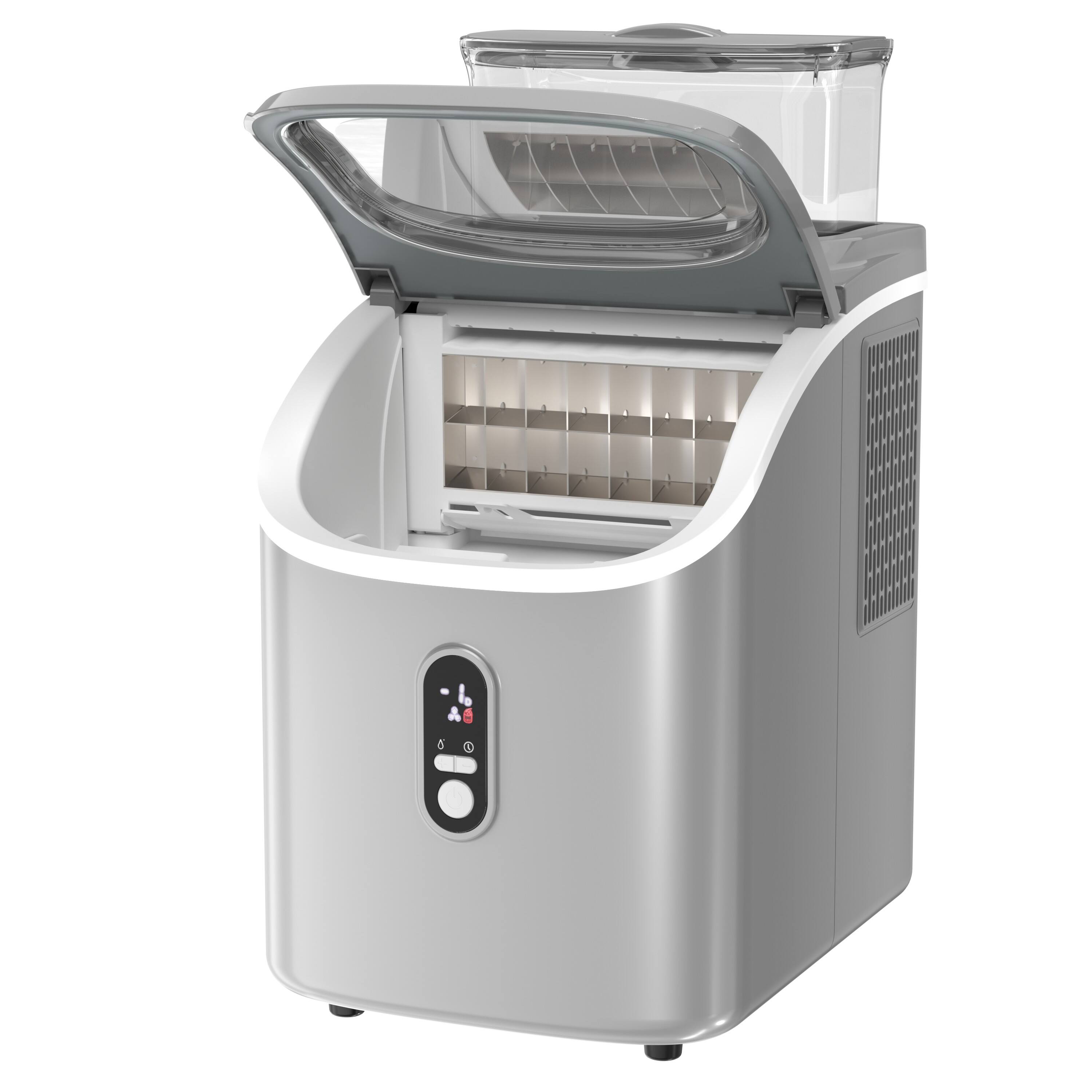 Front. LHRIVER - 28lbs/Day Ice Maker Countertop, 1.5+0.5L Large Water Tank, Cube Ice, Self-Cleaning, Timer, Customizable Ice Making Time - Grey.
