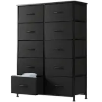 Bestier - 5 Drawer 39.4 in.W Fabric Storage Tower Dresser Wooden Top for Kid Room, Closet, Entryway, Nursery - Black - Front_Zoom