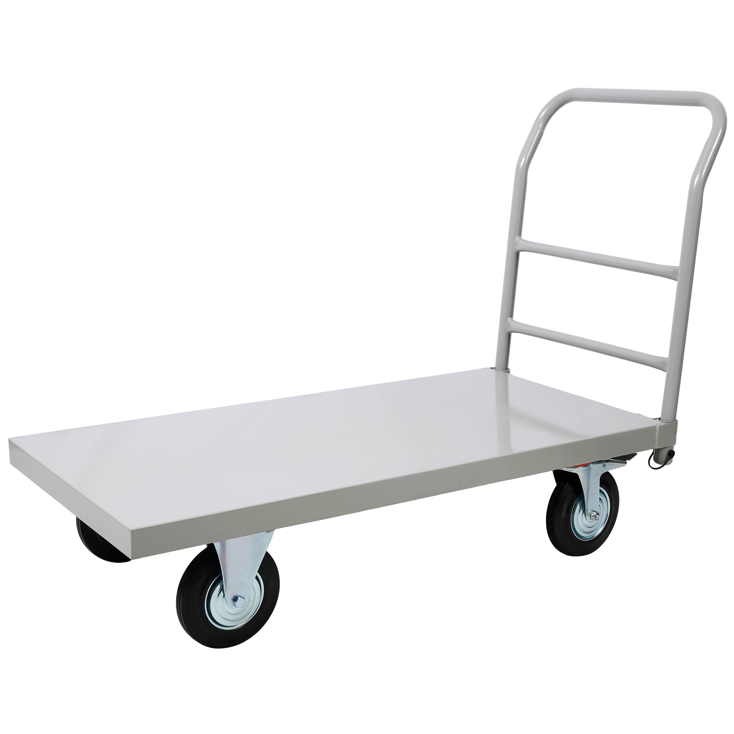 Left. LOVMOR - 24 x 48 in. Platform Truck Flatbed Cart with Wheels, 2000-Lb Capacity - Gray.