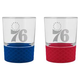 Great American Products - Philadelphia 76ers 14oz. Commissioner Rocks Glass Two-Piece Set - Multicolor