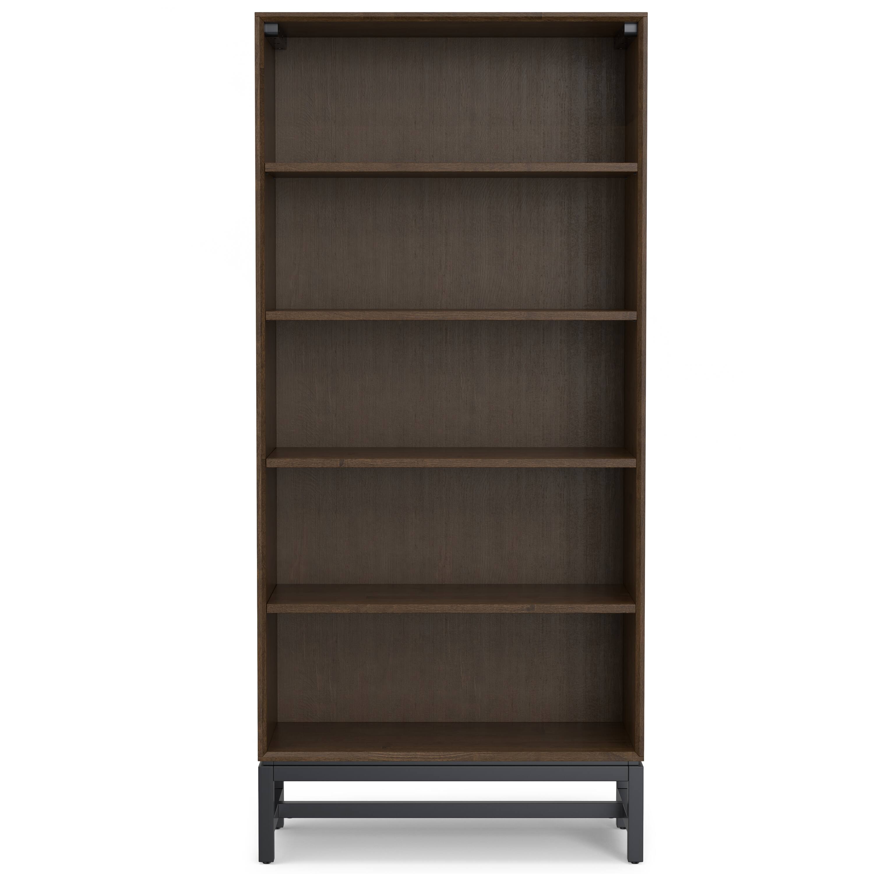 Alt View 4. Simpli Home - Banting 72 inch Low TV Stand with 30 inch Bookcases (Set of 3) - Walnut Brown.