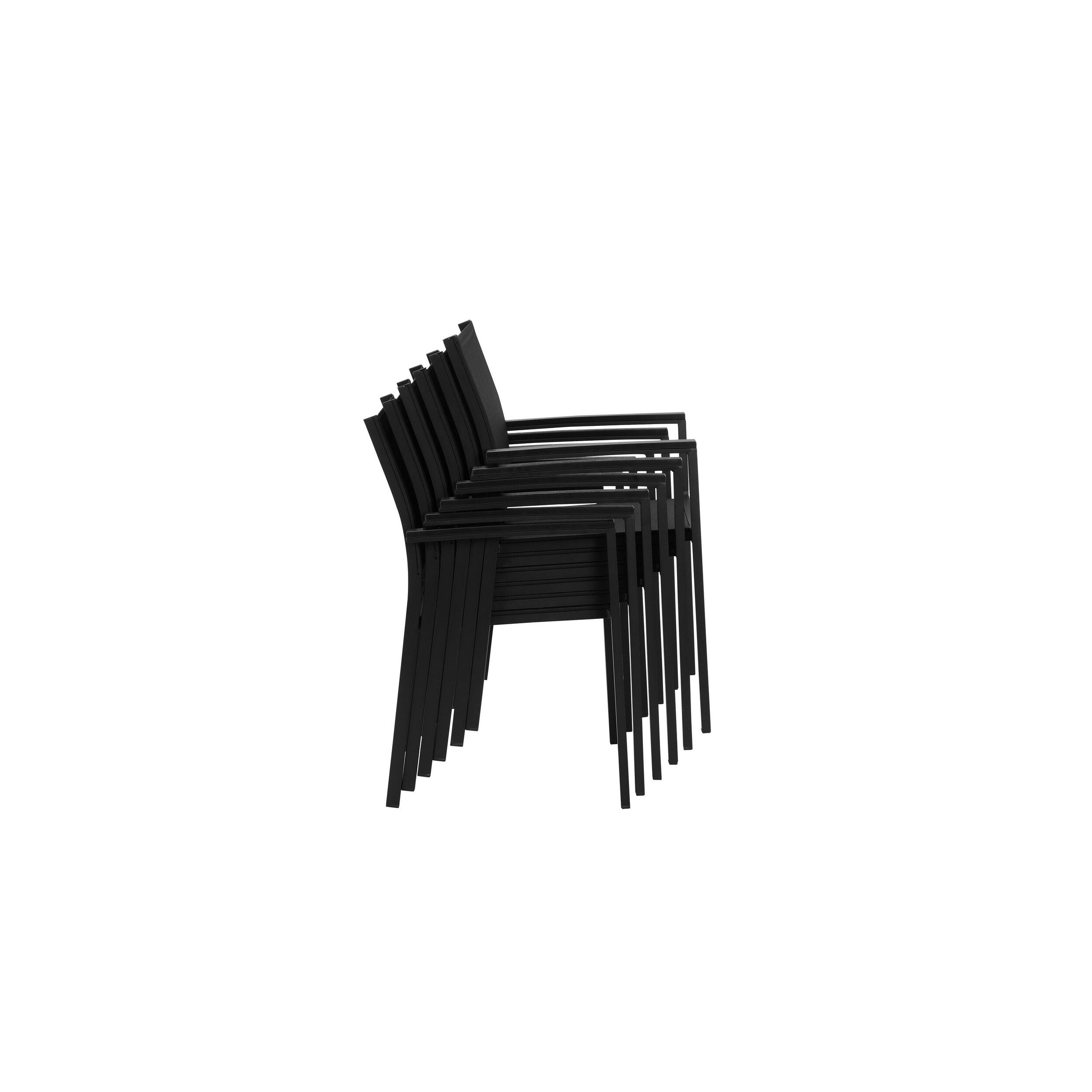 Angle. Manhattan Lane - Fifi 21 Inch Set of 6 Dining Chairs,  Aluminum Frame, Easily Stackable - Black.