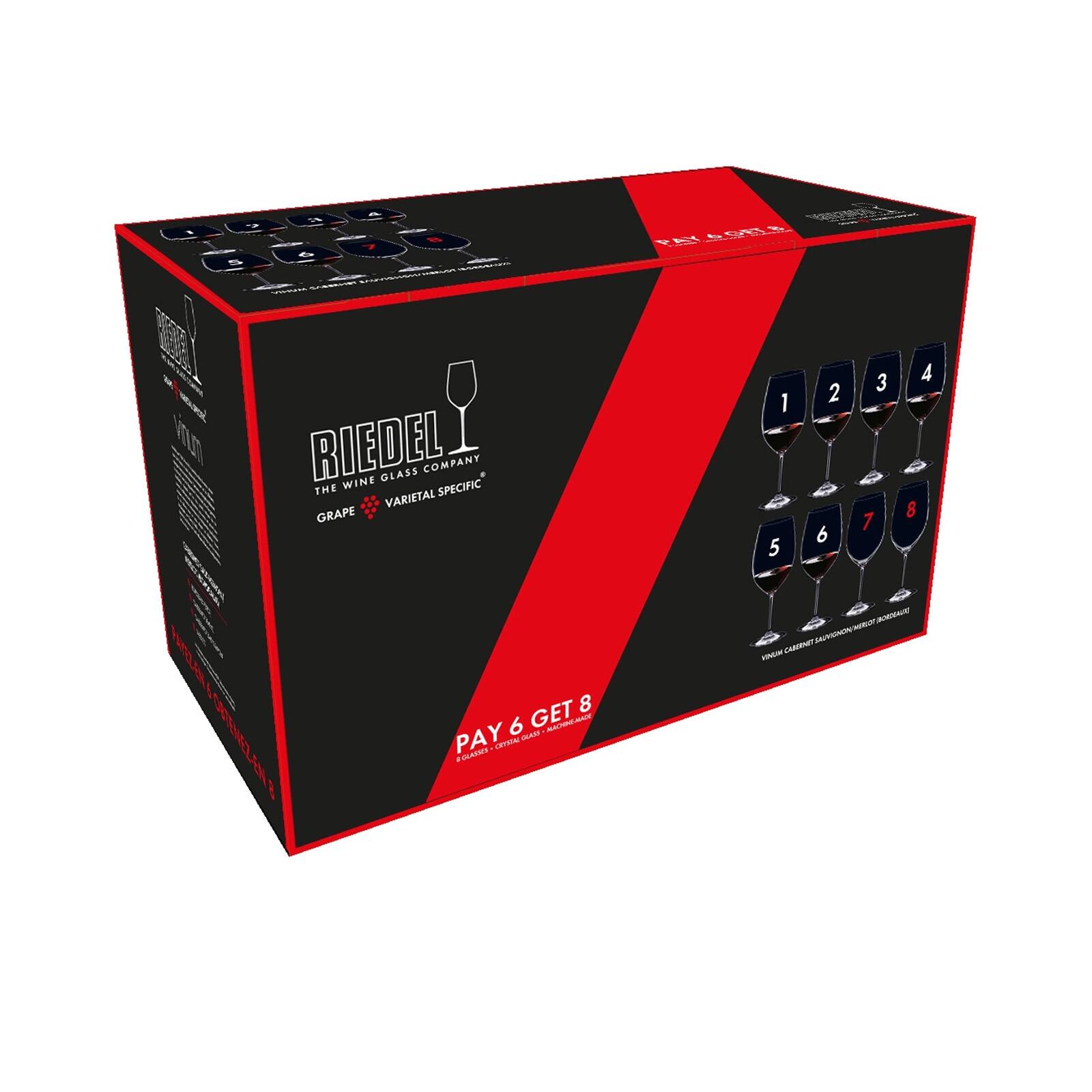 RIEDEL COMPANY  
THE WINE GLASS COMPANY  
GRAPE VARIETAL SPECIFIC  

PAY 6 GET 8