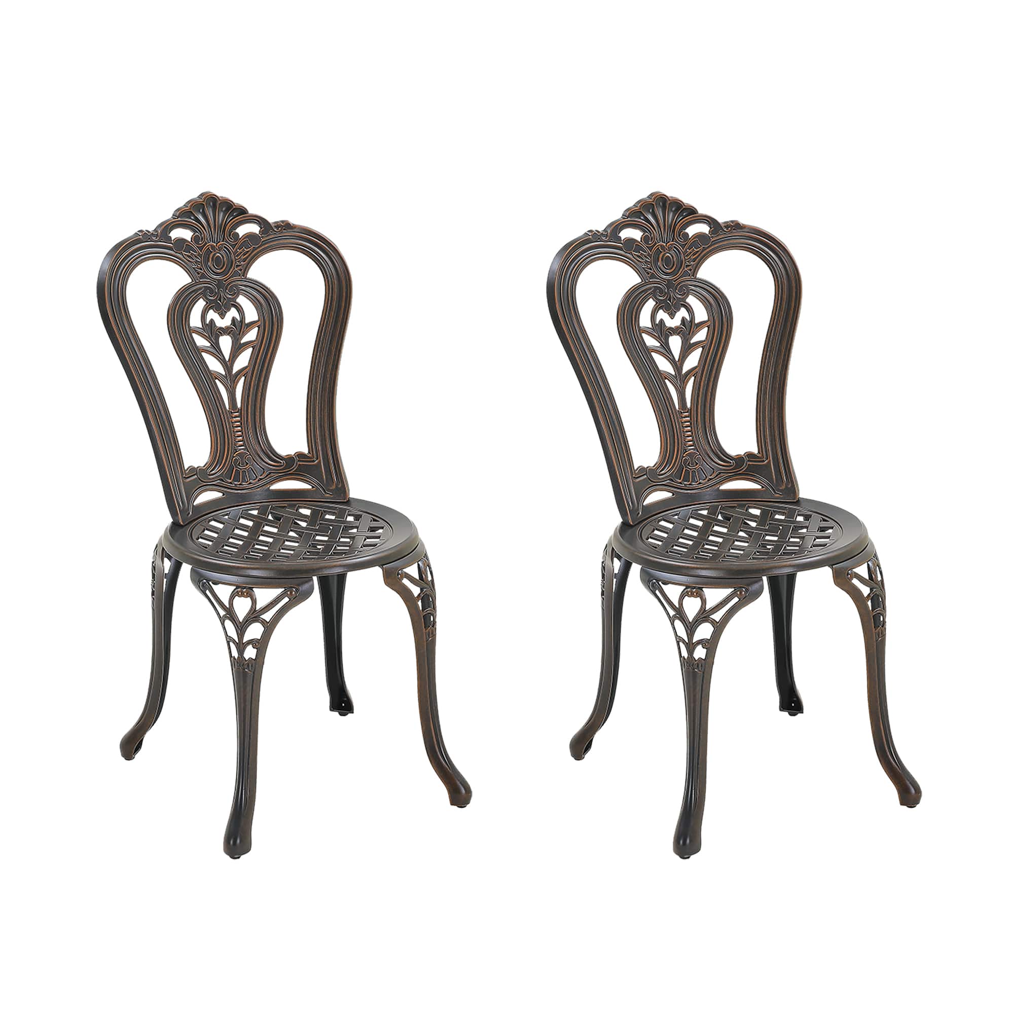 Mondawe - Set of 2 Outdoor Cast Aluminum Chairs - Bronze