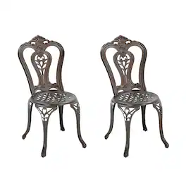 Mondawe - Set of 2 Outdoor Cast Aluminum Chairs - Bronze