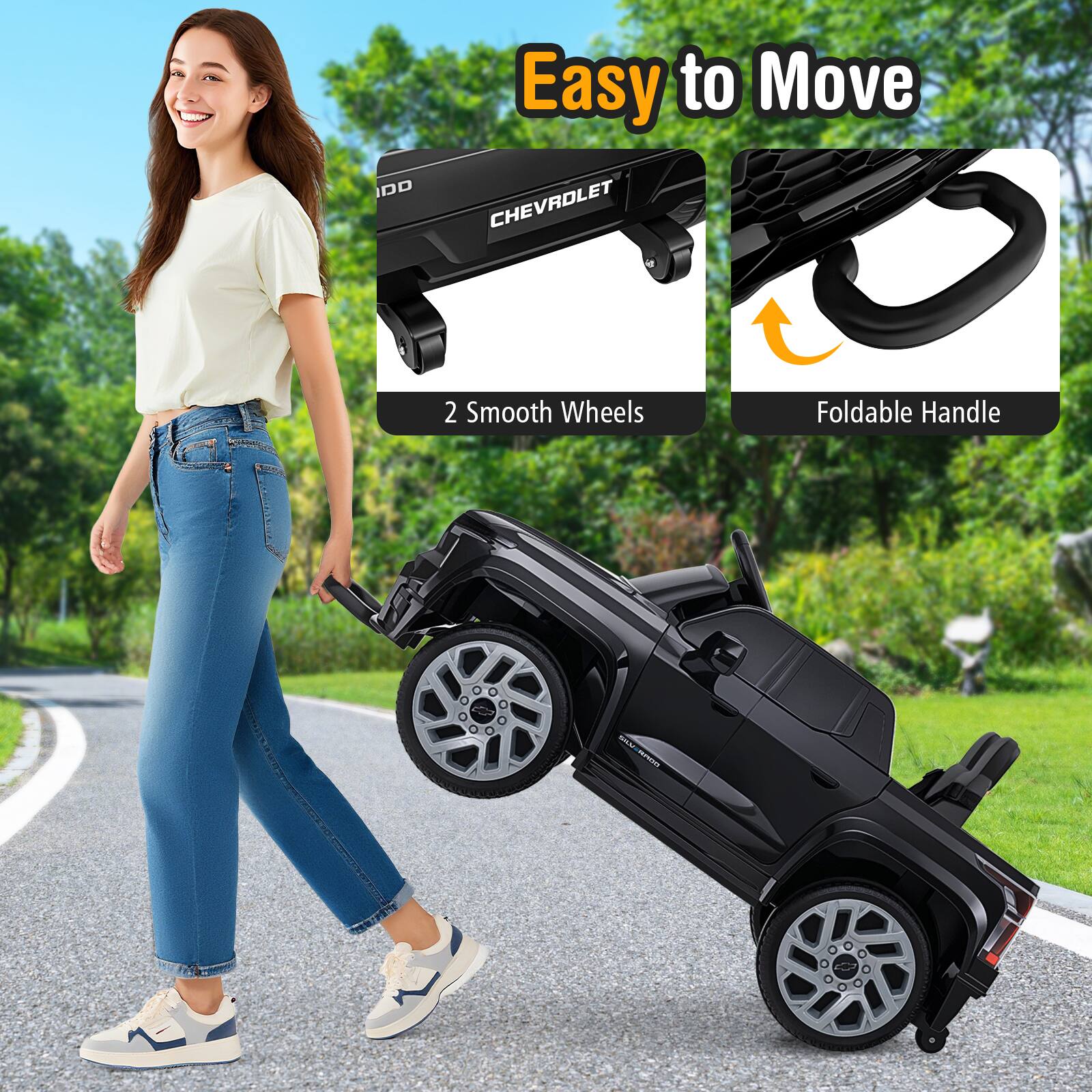 Easy to Move  
CHEVROLET  
2 Smooth Wheels  
Foldable Handle
