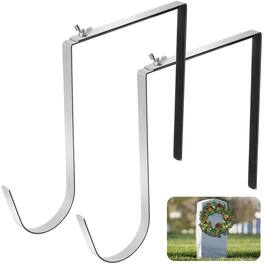 Paradigms Interiors - 2 Christmas Headstone Wreath Hanger- Fit 6 -11 Adjustable Cemetery Tombstone Holder- Stainless Steel Graves - 2 Pcs