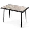 Front. Costway - Costway 44" Rectangular Kitchen Table with Metal Frame Faux Marble Tabletop Dining Table - Gray.