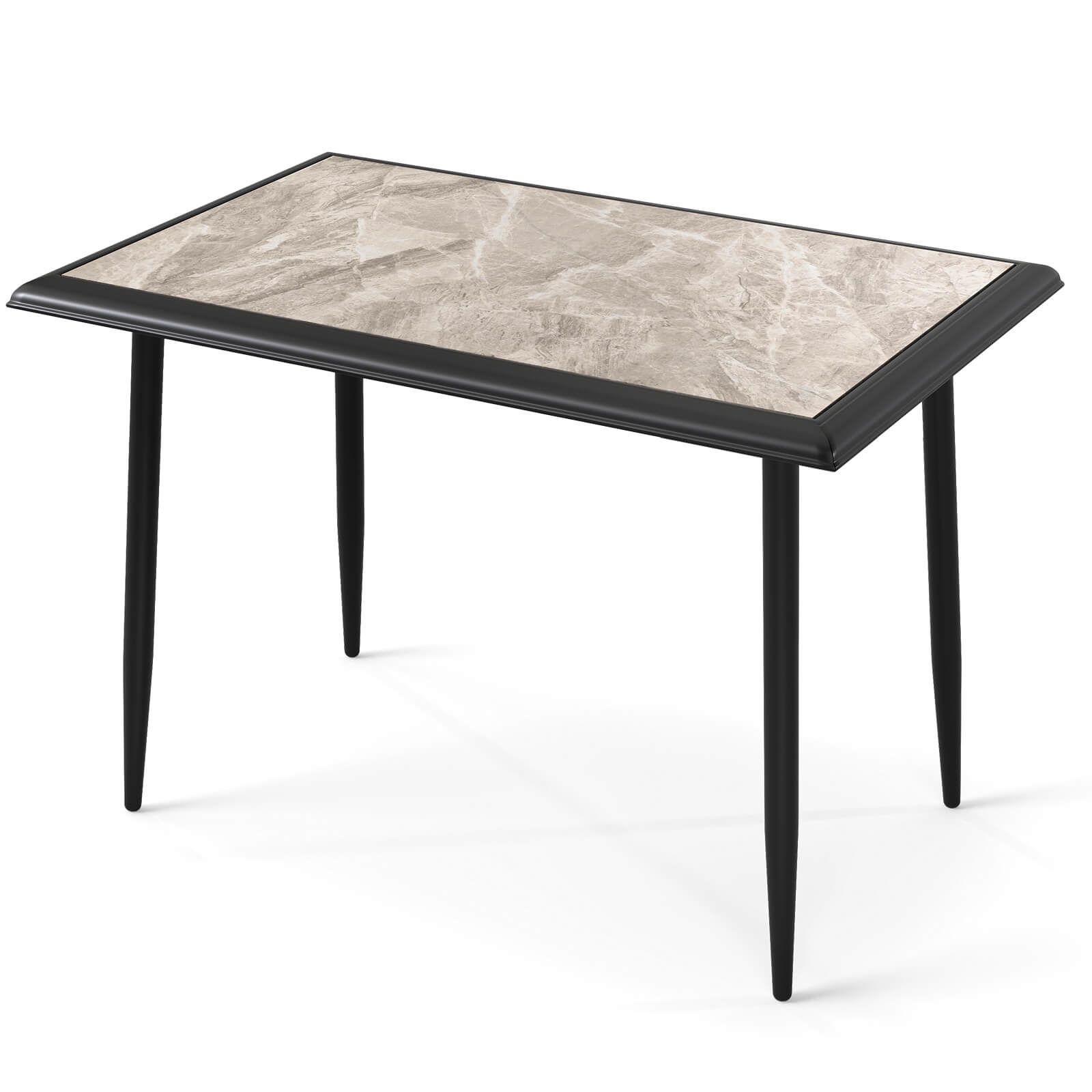 Costway - 44" Rectangular Kitchen Table with Metal Frame Faux Marble Tabletop Dining Table - Gray