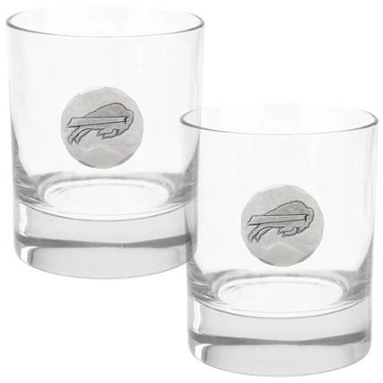 Front. Wendell August Forge - Buffalo Bills Two-Piece 11oz. Rocks Glass Set - Multicolor.