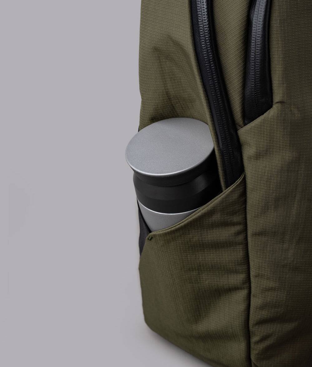 Left. ALPAKA - ALPAKA Bravo Backpack 23L Laptop Backpack with 16" Sleeve Water-Resistant Travel Commuter Backpack - Green Axoflux 400D.