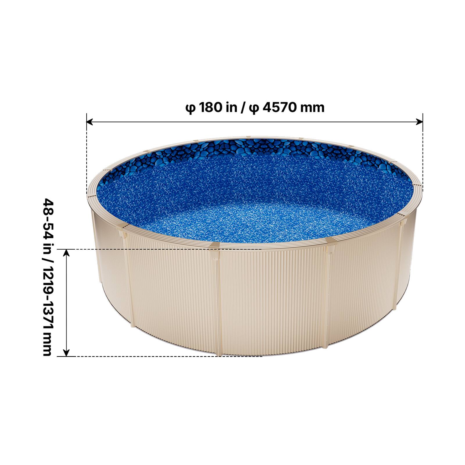 180 in / 4570 mm  
48-54 in / 1219-1371 mm