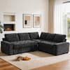 Front. Vipbear - 80" 5 Seat Modular Sectional Sofa with USB Ports, Adjustable Backrest, Storage Seats - Black.