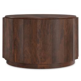 Simpli Home - Trenton SOLID MANGO WOOD 32 inch Wide Round Contemporary Coffee Table, Fully Assembled - Walnut Brown