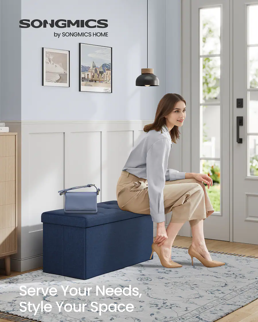 Songmics Home 76 cm Folding Storage Ottoman Bench, Ottoman Foot Rest ...