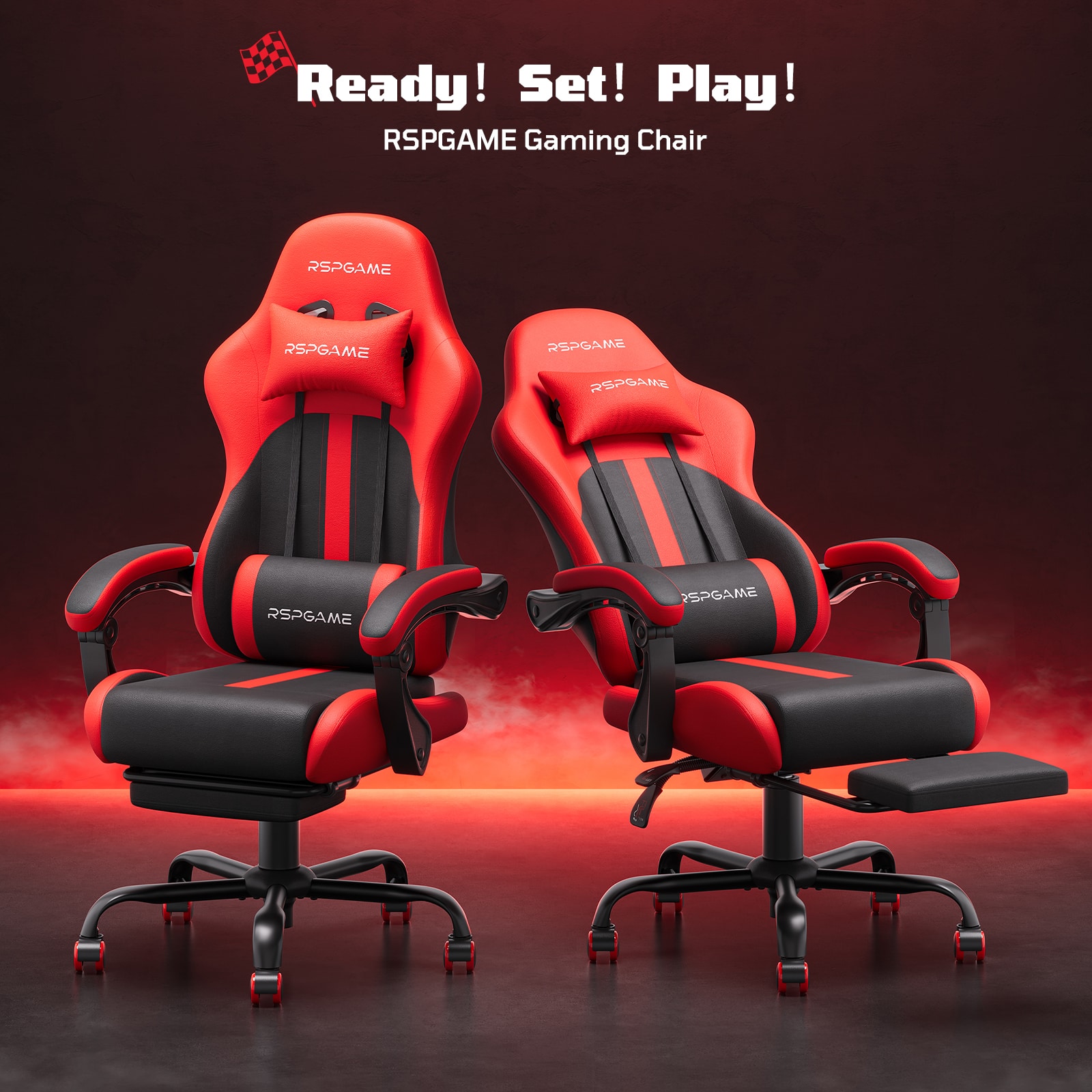 RSPGAME Gaming Chair with Vibrating Lumbar Support, Ergonomic High
