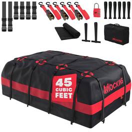 Mockins - 45 Cu Ft. Waterproof Roof Top Cargo Bag (75 in. x 48 in. x 22 in.) with Mat, Straps, Hooks, Lock & Carry Case