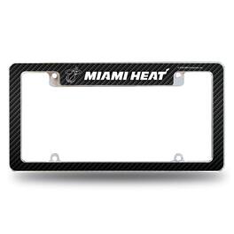 Rico Industries - Miami Heat NBA Chrome Metal License Plate Frame with Carbon Fiber Design - Multi