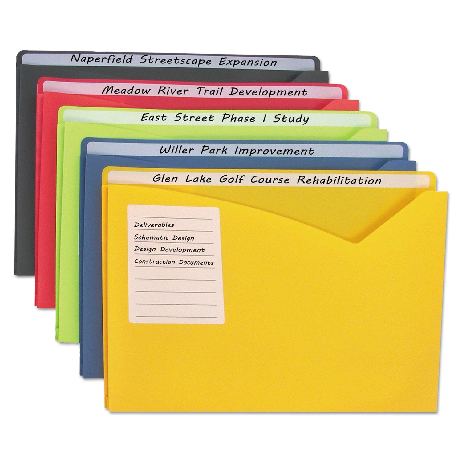 C-Line Products - Write-On Poly File Jackets, Straight Tab, Letter Size, Assorted Colors, 25/box