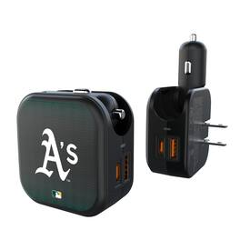 Keyscaper - Oakland Athletics 2-in-1 USB A/C Charger - Black