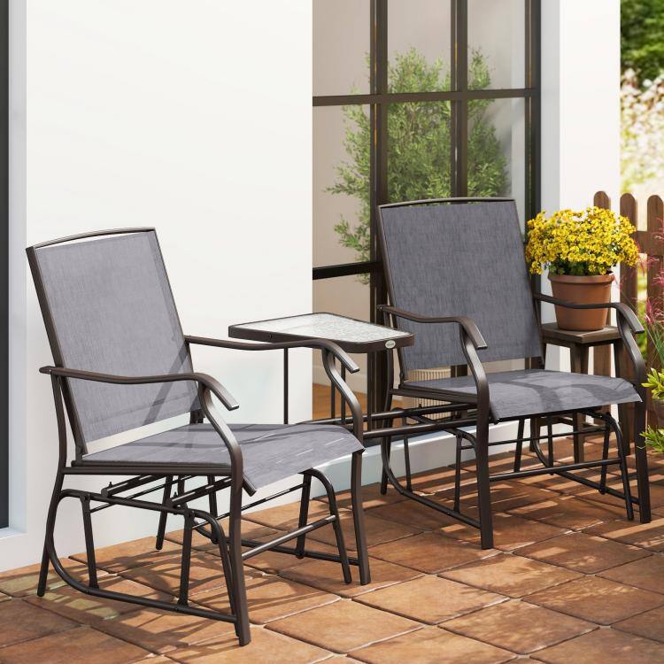 PULUZ Outdoor Glider Chairs with Coffee Table, Patio 2 Seat Rocking ...