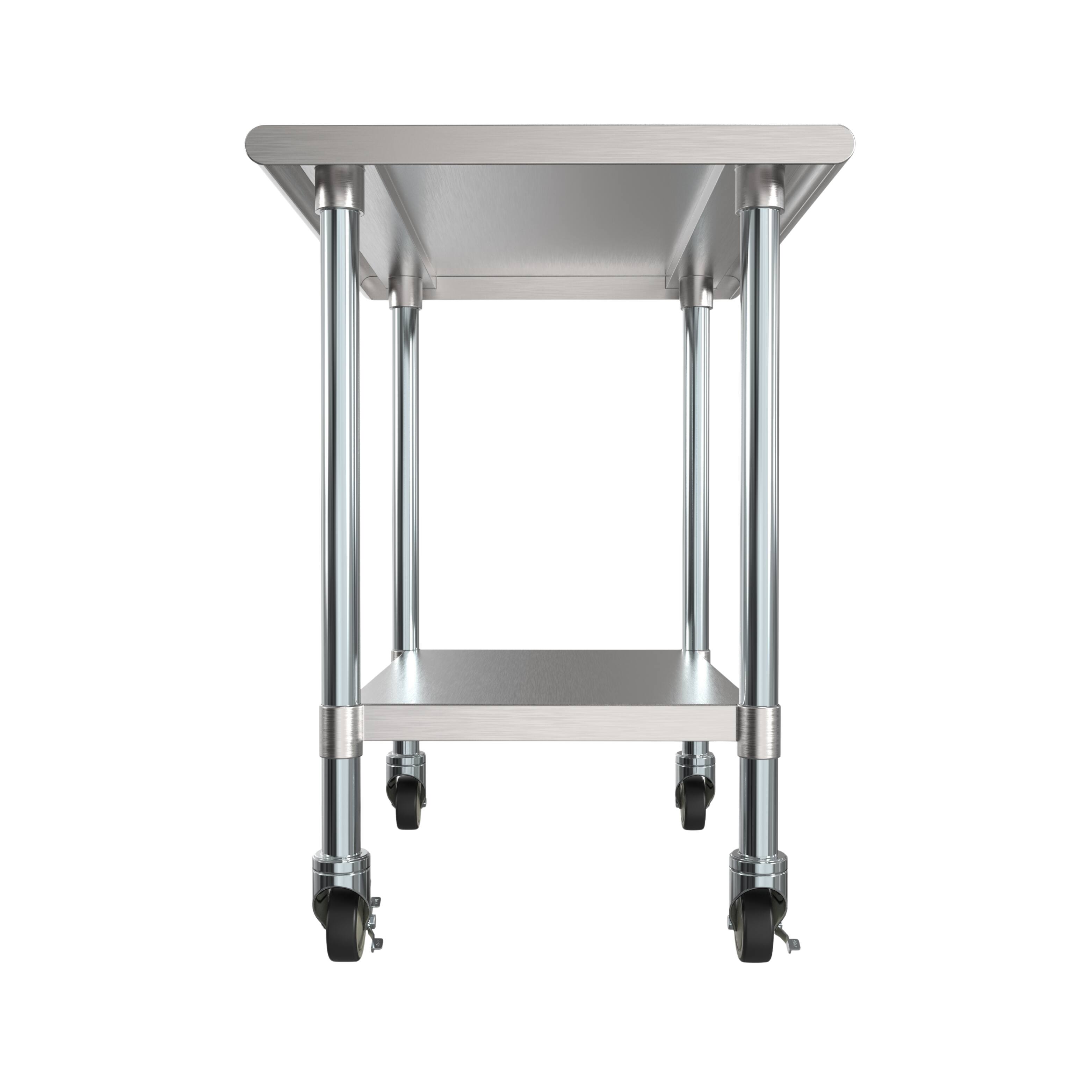Alt View 1. Koolmore - 24" x 30" 18-Gauge 304 Stainless Steel Commercial Work Table with Casters, CT2430-18C. - Silver.