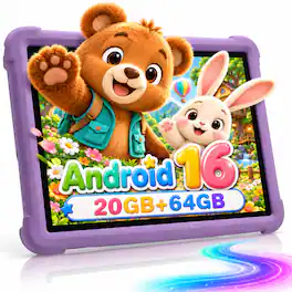 MEIZE - Android 16 Tablet for Kids, 10-inch, Octa-Core CPU, 20GB RAM, 64GB ROM, Kids Tablet with Case, Parental Control - Purple