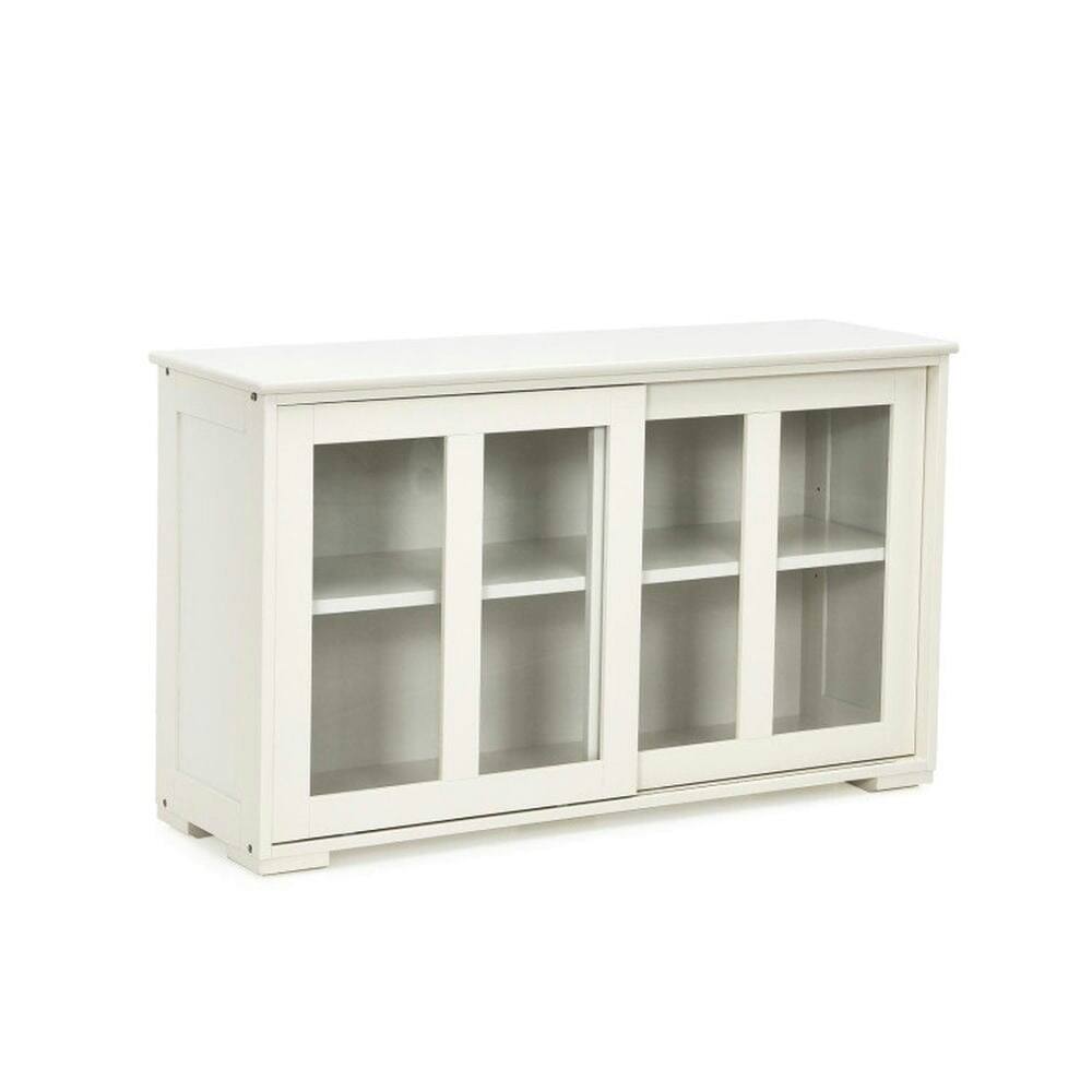 Alt View 6. Pefilos - Sideboard Buffet Cupboard, Storage Cabinet with Sliding Door, Cabinet for Indoor, Antique White - White.