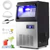Front. Costway - Costway Commercial Nugget Ice Maker, 90 LBS/24H Freestanding Undercounter Ice Machine - Black & Silver.