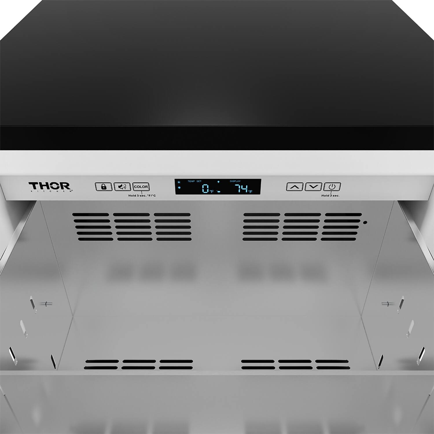 THOR  
COLOR  
TEMP SET  
0°F  
74°F  
Hold 3 sec.  
Hold 5 sec.