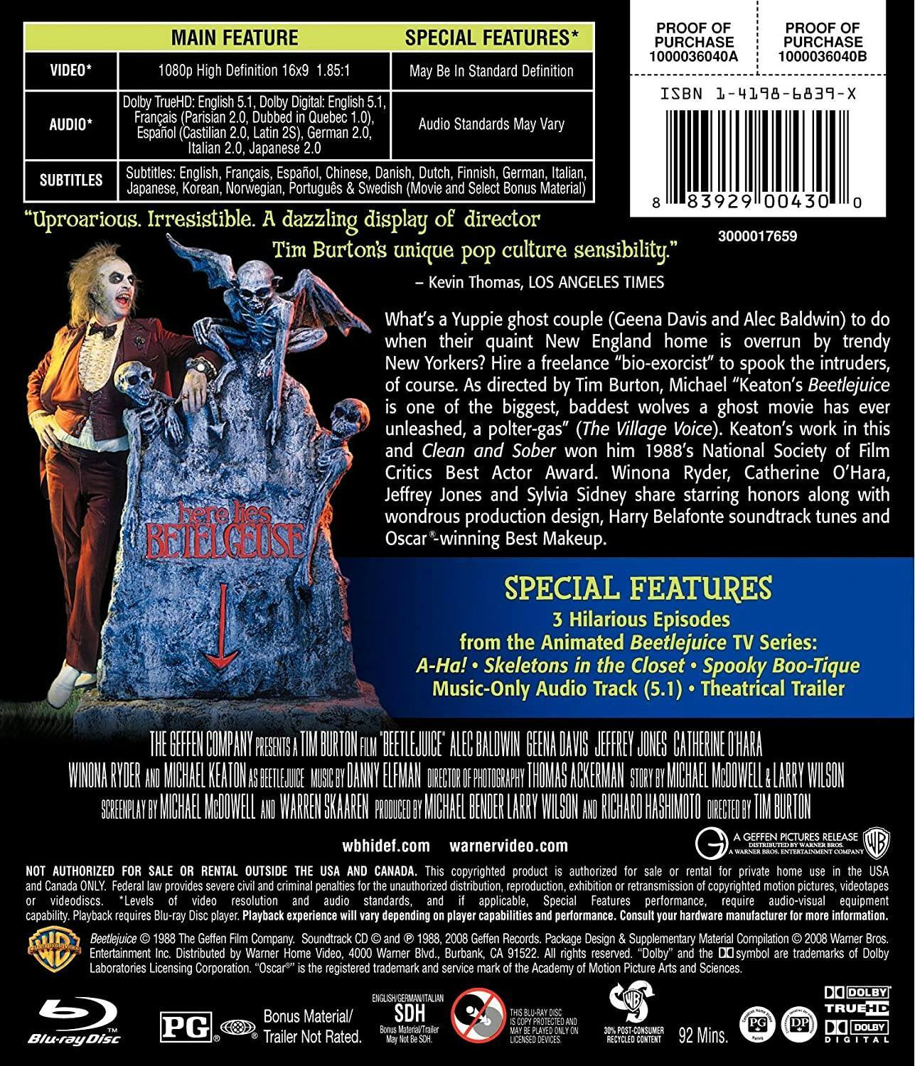 Back. Beetlejuice (Blu-ray Deluxe Edition) [Blu-ray].
