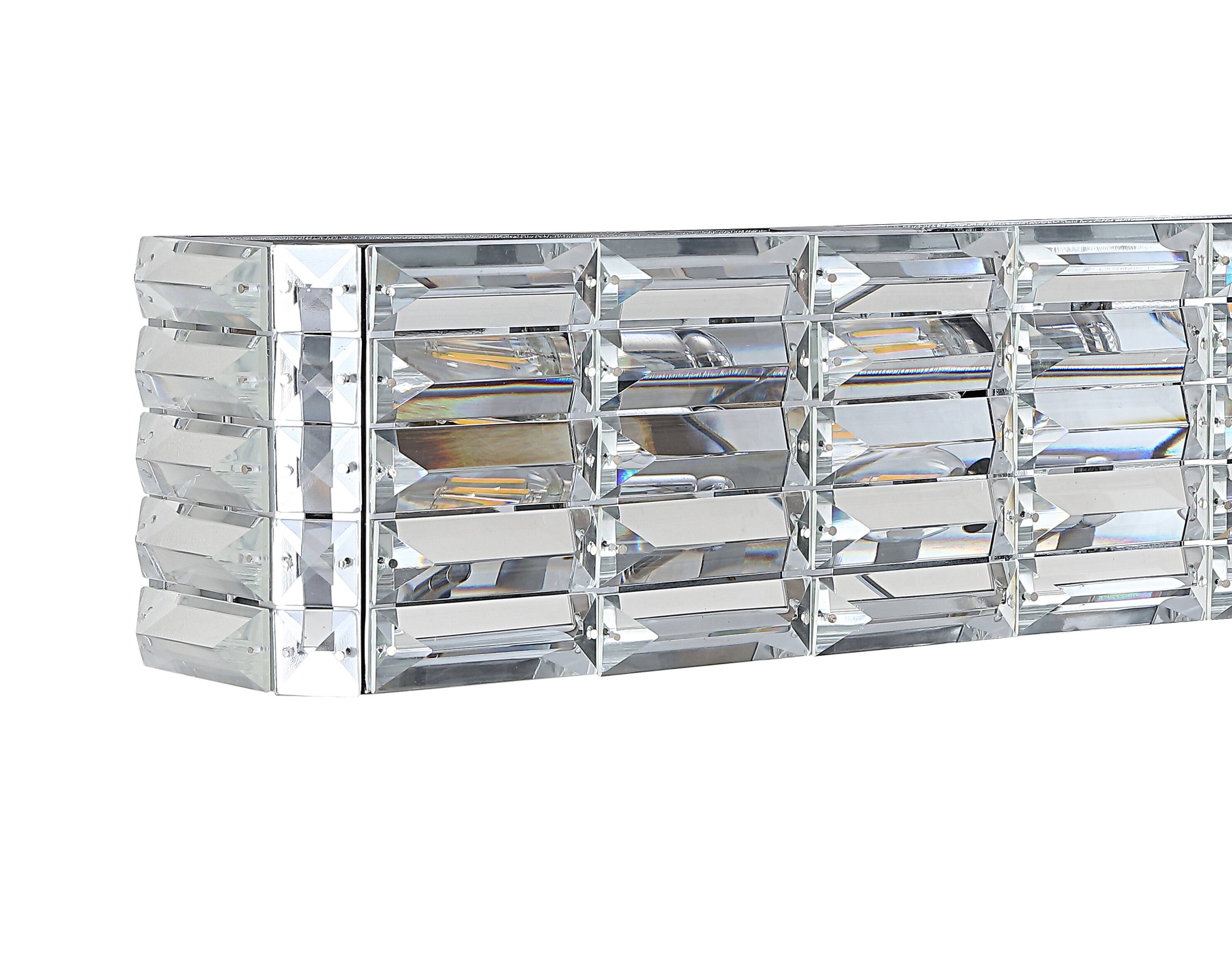 Alt View 4. Jonathan Y - Evelyn Crystal Rectangle 31.75" 4-Light Iron/Crystal Glam Modern LED Vanity Light, Chrome - Chrome.