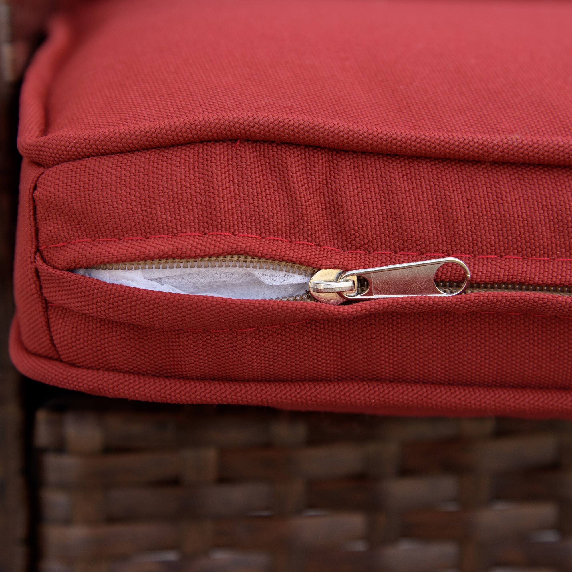 Alt View 8. Outsunny - Outdoor Wicker Rocking Chair with Wide Seat, Thick Cushions, Rattan Rocker with Steel Frame, High Weight Capacity - Wine Red.