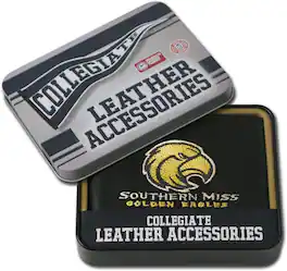 Rico Industries - Southern Mississippi Golden Eagles Embroidered Black Leather Passcase Bifold Wallet - Multi