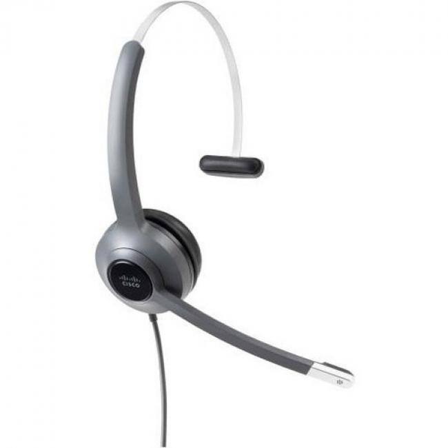 Front. Cisco Consumer Products - Cisco 521 Headset - Mono - Mini-phone (3.5mm), USB - Wired - Over-the-head - Monaural - Supra-aural - Uni-directional - Black.