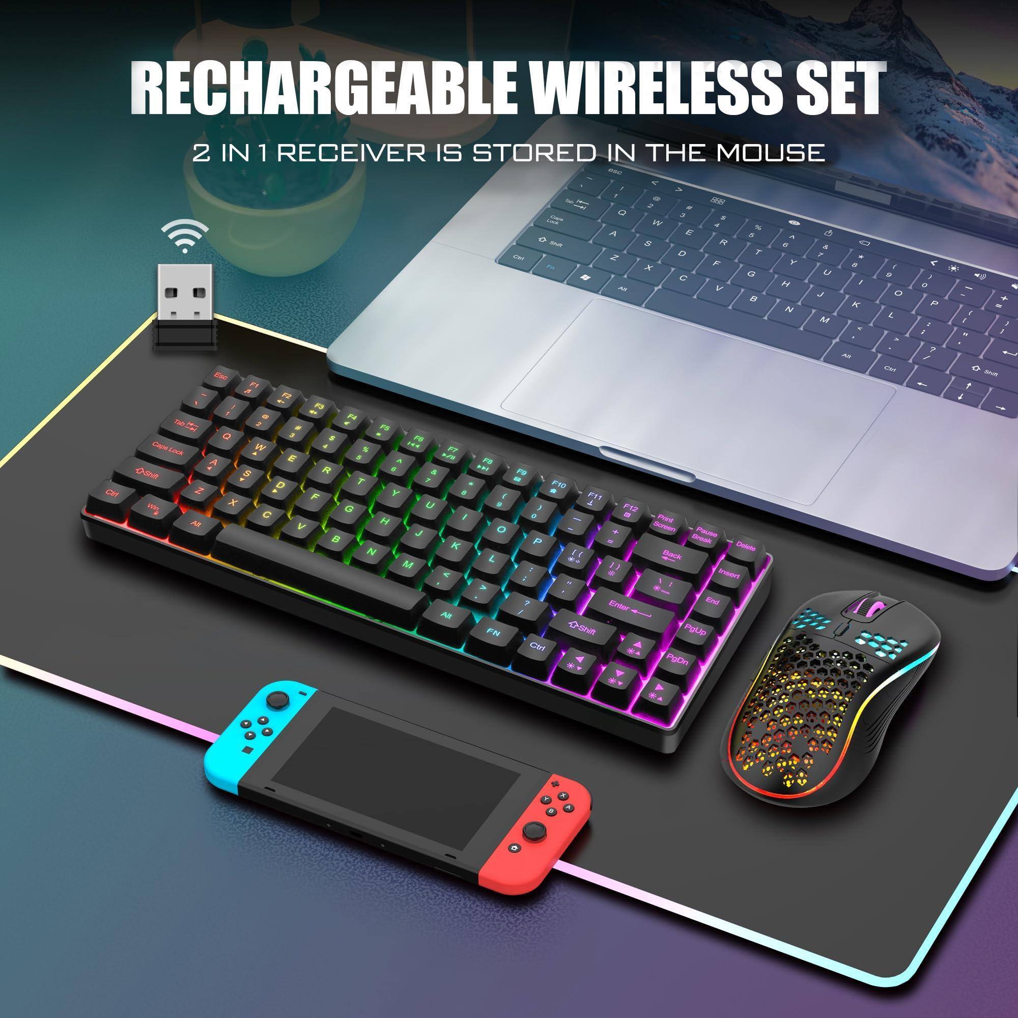 RECHARGEABLE WIRELESS SET  
2 IN 1 RECEIVER IS STORED IN THE MOUSE