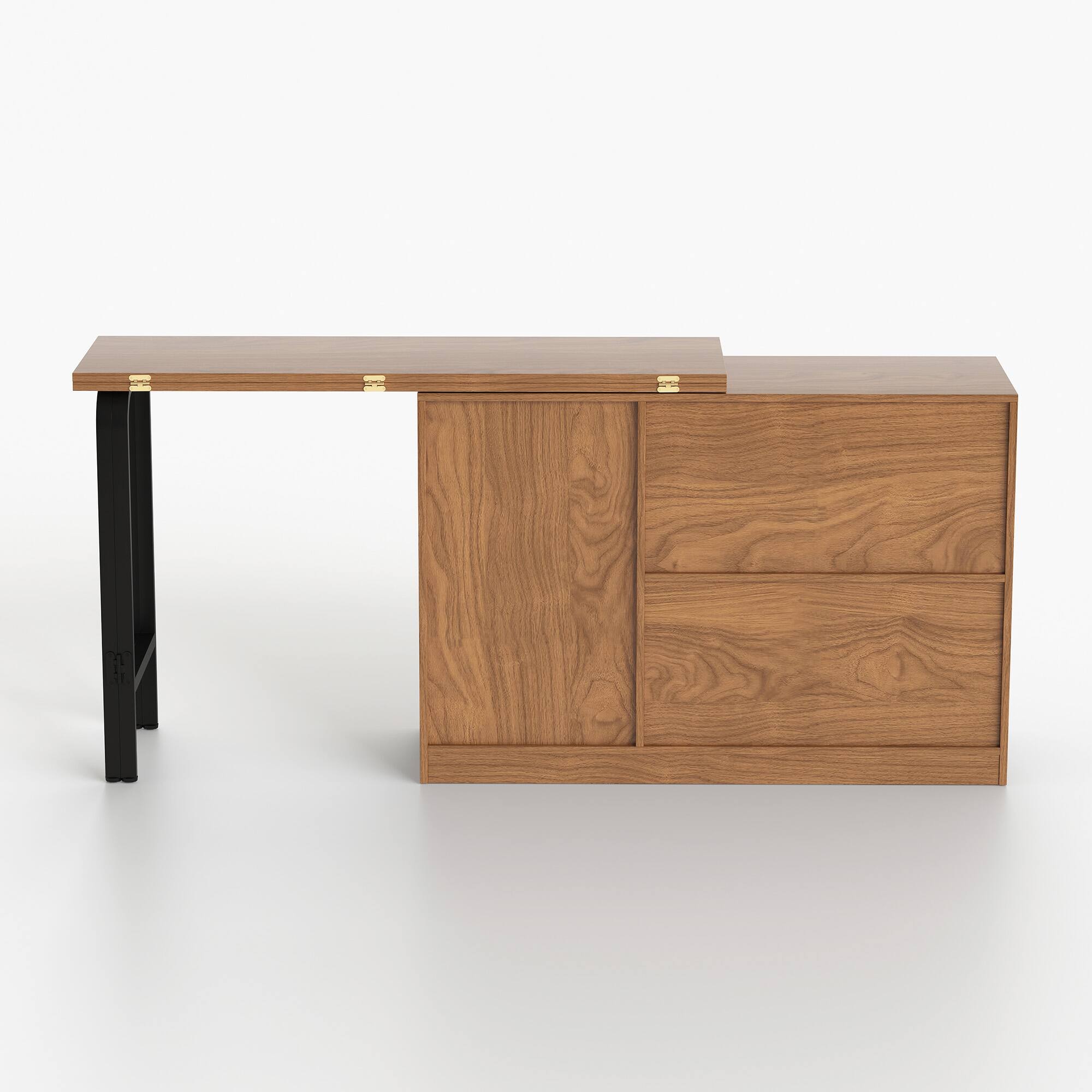 Alt View 7. luck idea - Multifunctional Expandable Sideboard, Convertible Dining Table for Living & Dining - Walnut Color.