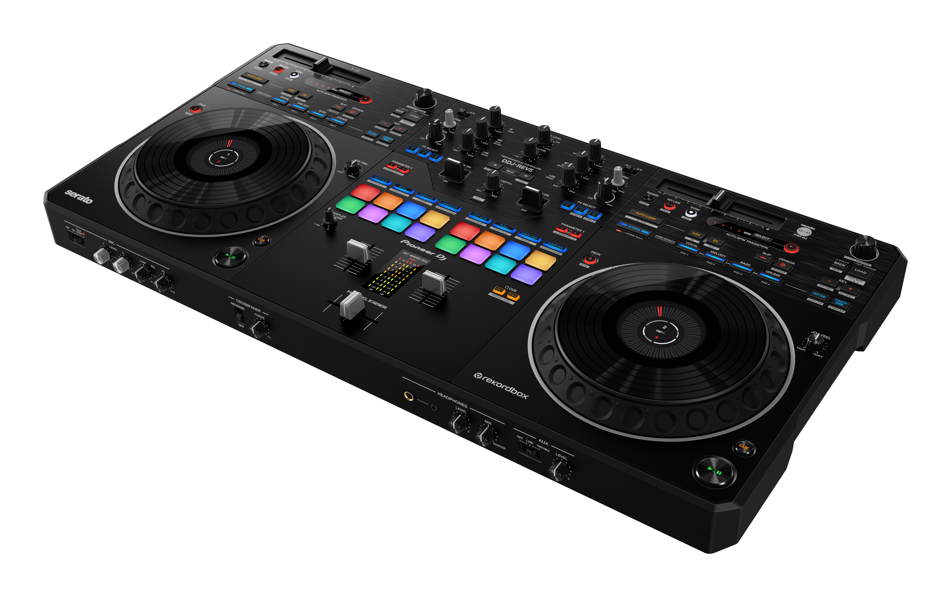 Sure, here is the corrected and grouped text from the image:

- serato
- Pioneer DJ
- DDJ-REV7
- rekordbox
- HEADPHONES
- AUX
- LEVEL
- AUTO TRANSITION
- FX
- FILTER
- PITCH
- SYNC
- CUE
- LOOP
- SLIP
- SCRATCH
- HOT CUE
- SAMPLER
- PAD
- PAD
- PAD
- PAD
- PAD
- PAD
- PAD
- PAD
- PAD
- PAD
- PAD
- PAD
- PAD
- PAD
- PAD
- PAD
- PAD
- PAD
- PAD
- PAD
- PAD
- PAD
- PAD
- PAD
- PAD
- PAD
- PAD
- PAD
- PAD
- PAD
- PAD
- PAD
- PAD
- PAD
- PAD
- PAD
- PAD
- PAD
- PAD
- PAD
- PAD
- PAD
- PAD
- PAD
- PAD
- PAD
- PAD
- PAD
- PAD
- PAD
- PAD
- PAD
- PAD
- PAD
- PAD
- PAD
-