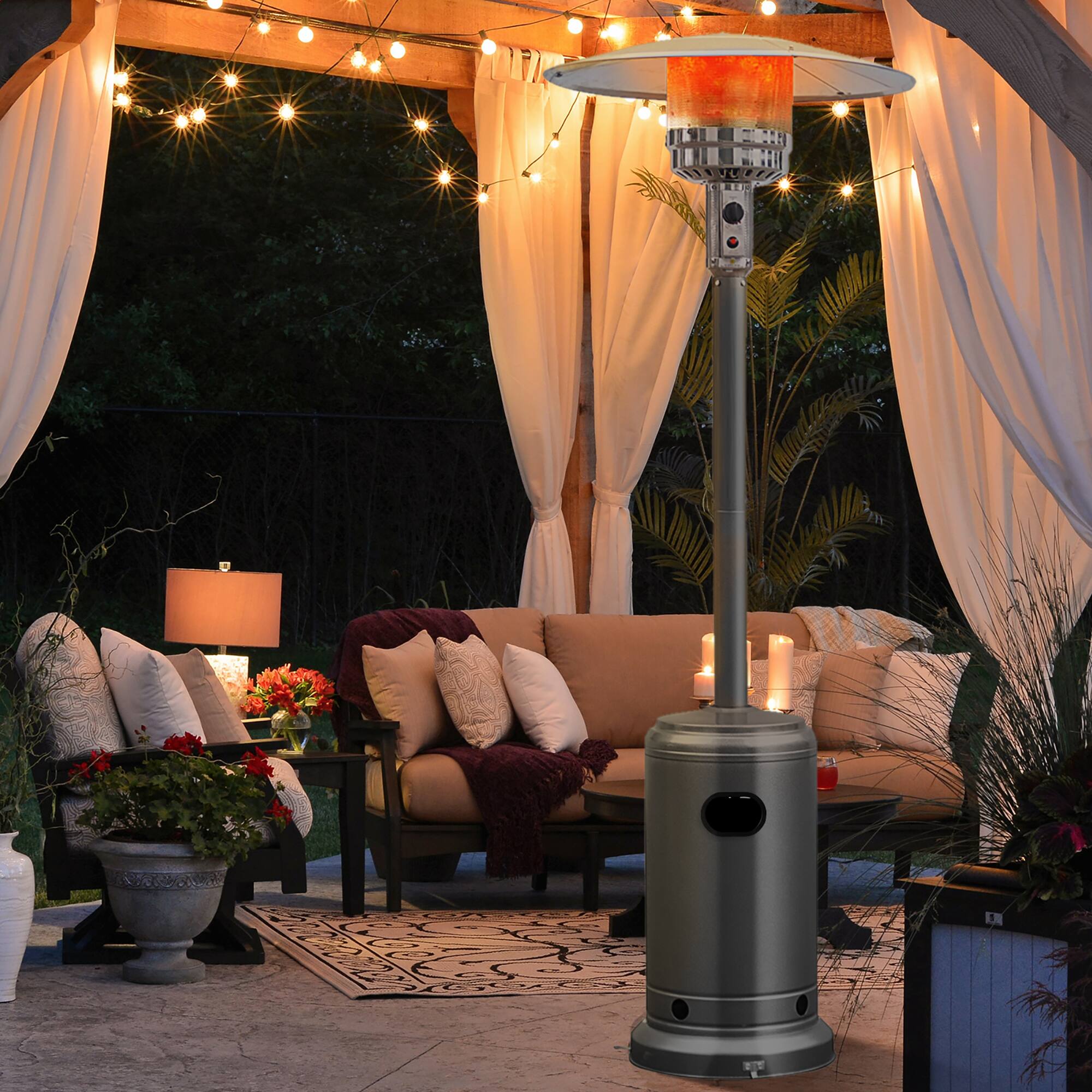 Alt View 1. Costway - Costway 50000 BTU Propane Patio Heater Standing Steel with Wheels - Gray.