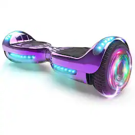 Hover Heart - Flash Wheel Hover board 6.5 In. Bluetooth Speaker with LED Light Self Balancing Wheel Electric Scooter - Purple