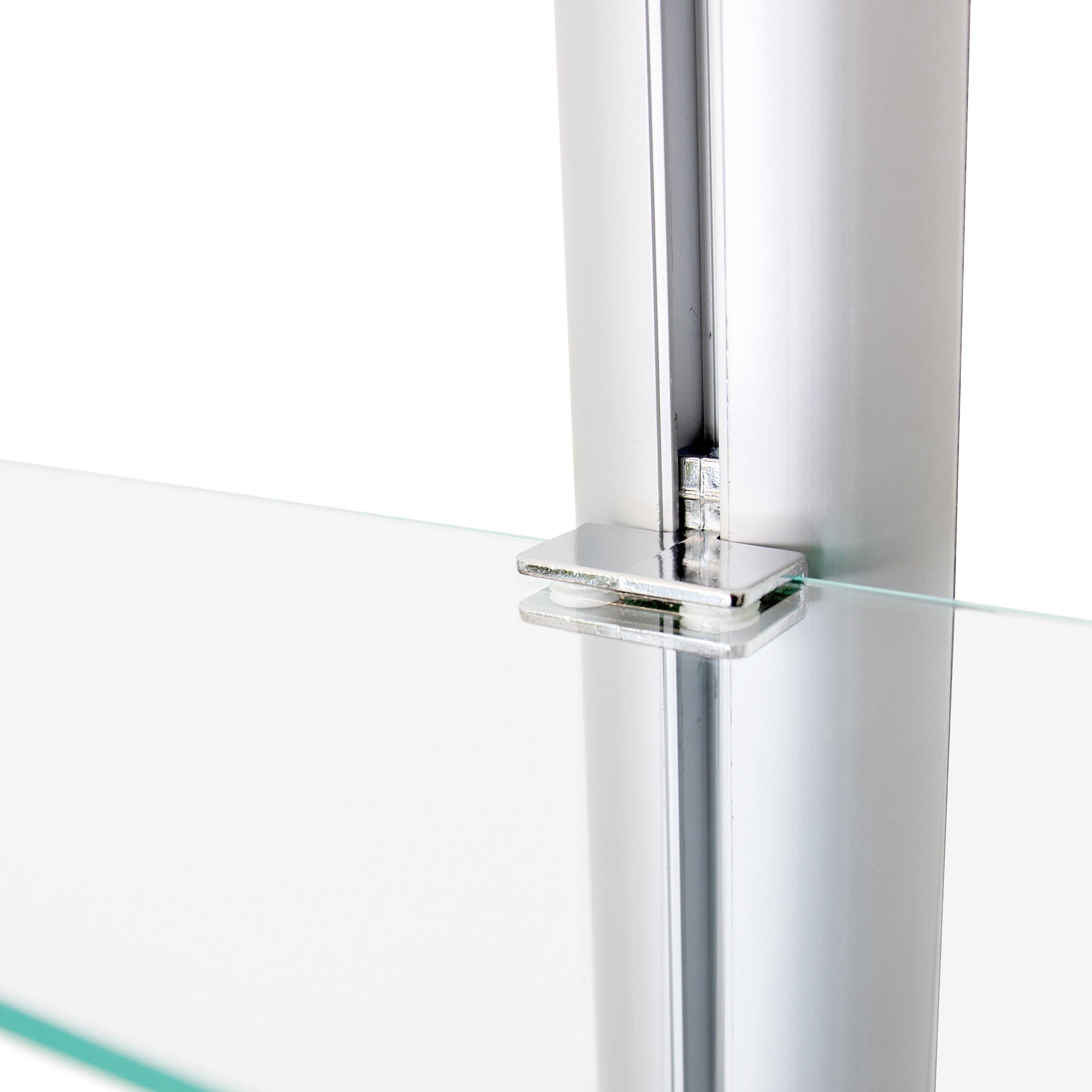 Alt View 4. Danya B - Wall-Mount 3-Tier Adjustable Glass Wall Shelves on Aluminum Bars - Silver.