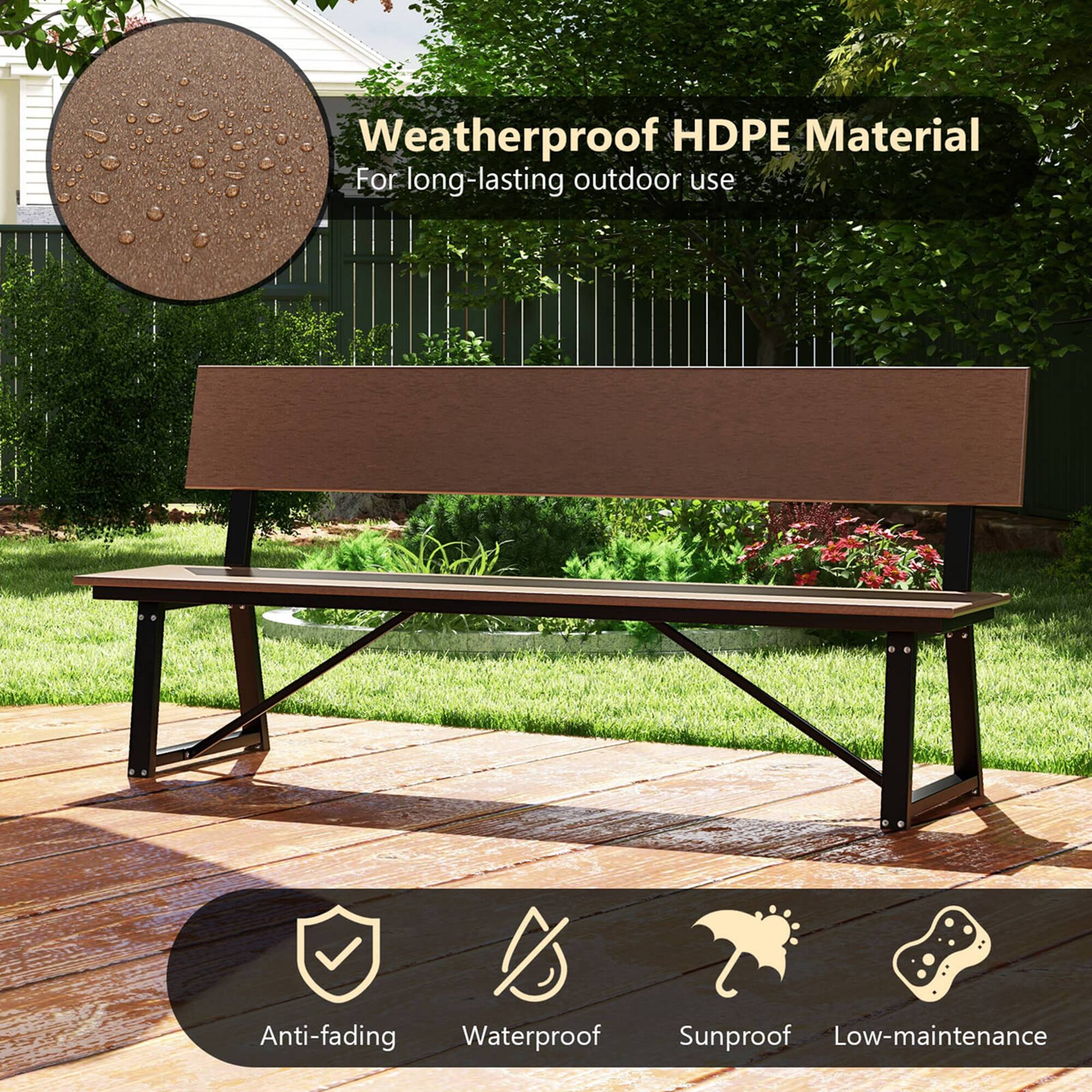 Weatherproof HDPE Material
For long-lasting outdoor use
Anti-fading
Waterproof
Sunproof
Low-maintenance