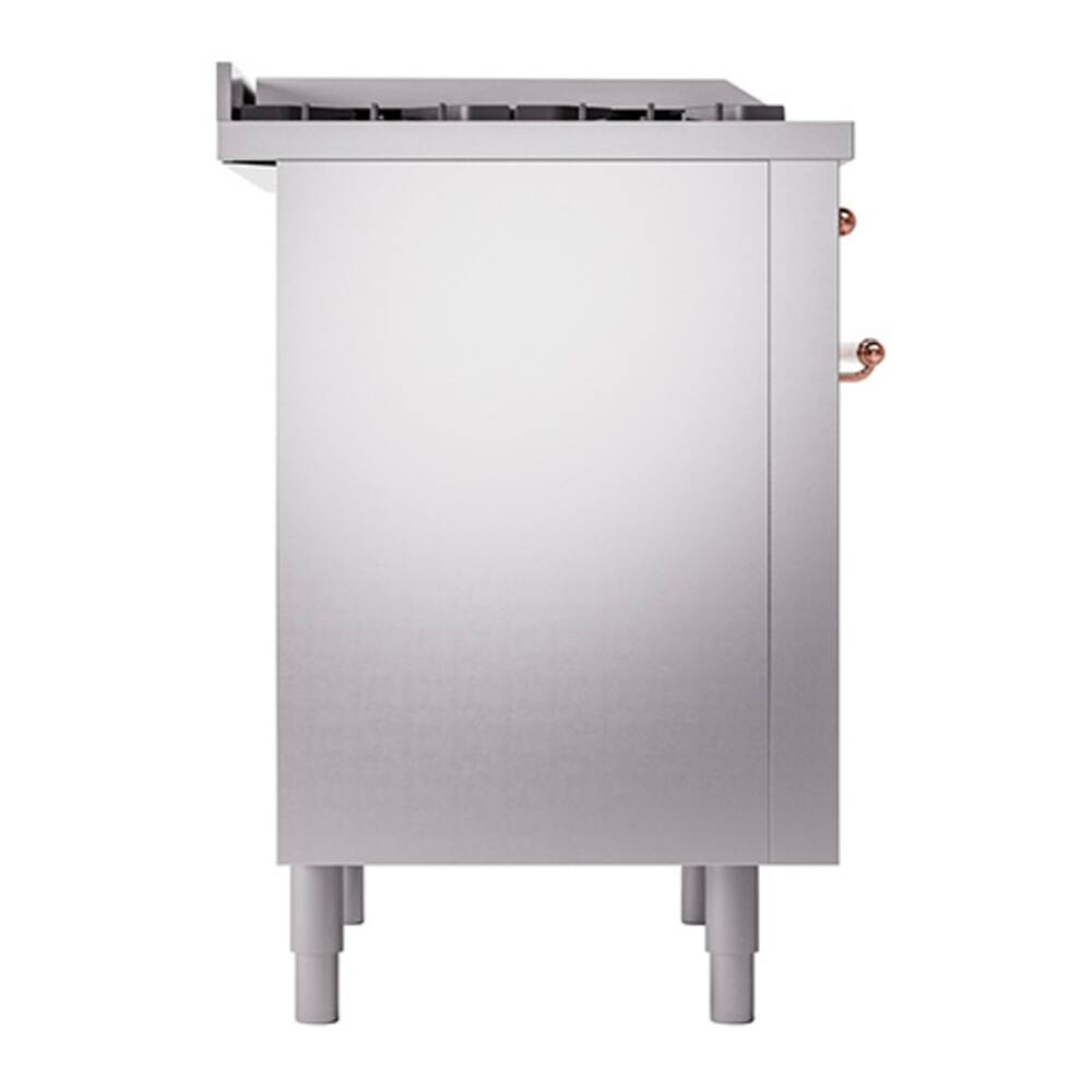 Alt View 3. ILVE - ILVE Nostalgie II 36 inch Dual Fuel Range with 6 Burners + Griddle (Liquid Propane, Stainless Steel, Copper Trim) - Stainless Steel.