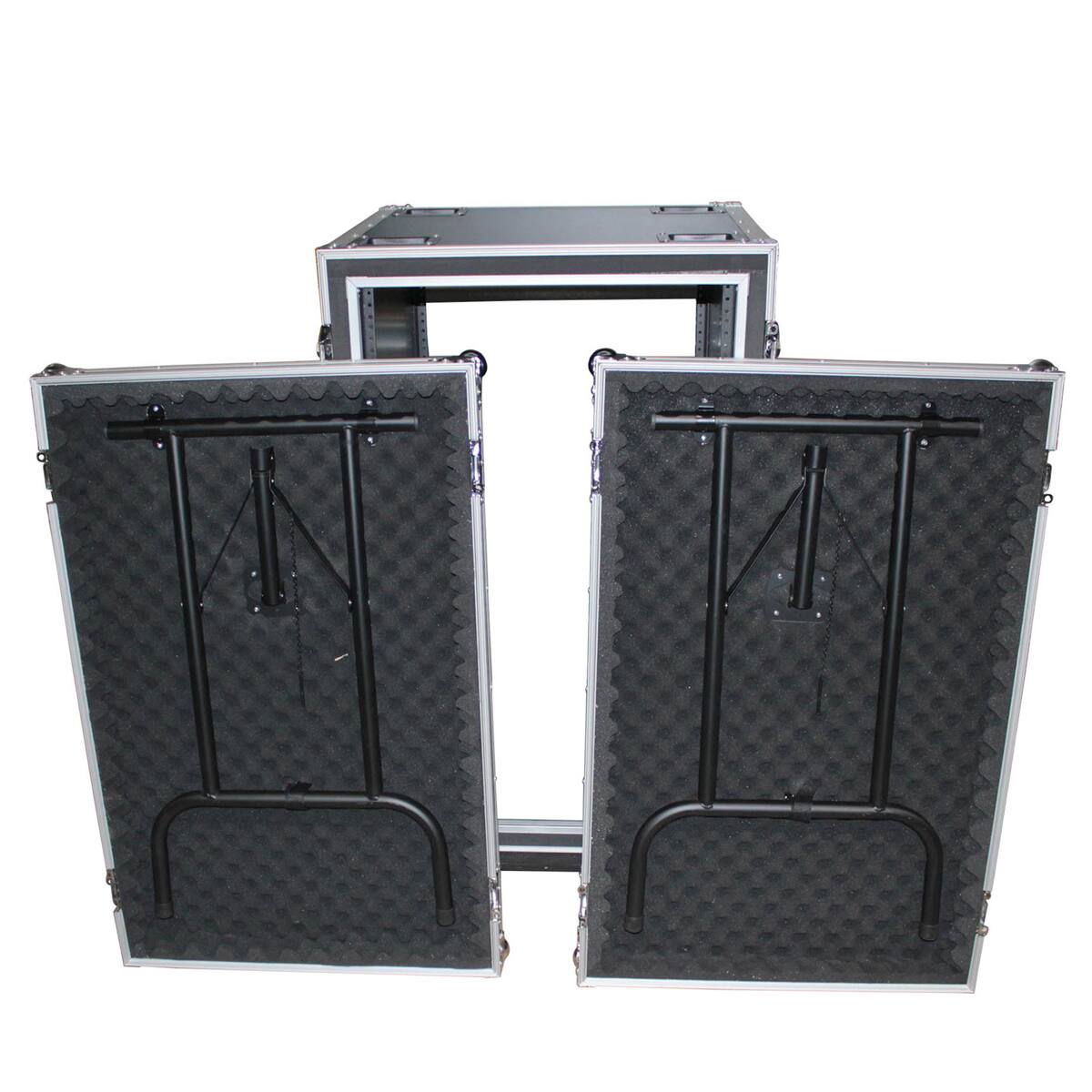 Alt View 3. ProX - ProX T-14RSP24WDST 14U Vertical Shockproof Amp/Rack Case with Dual Side Tables & 4 Casters, 24" Rail to Rail.