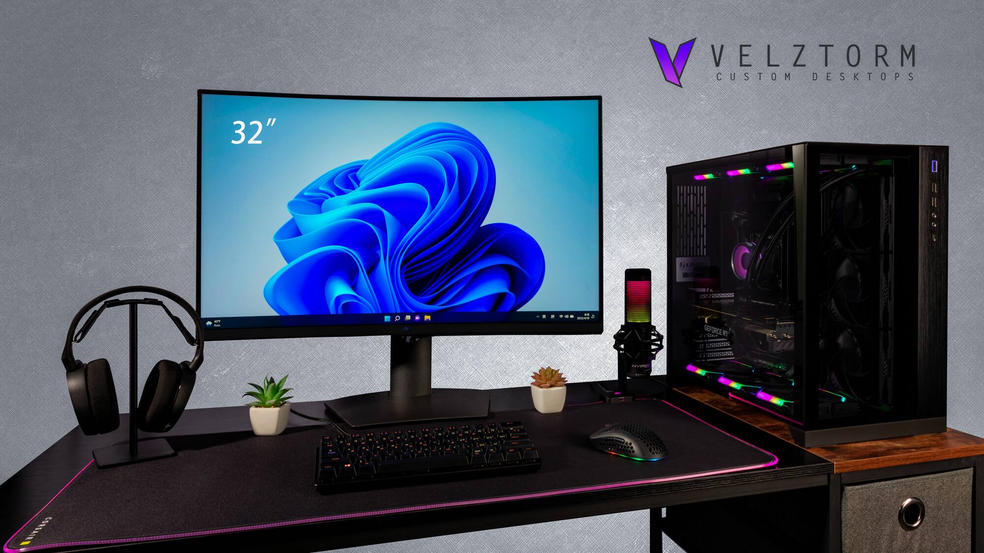 VELZTORM CUSTOM DESKTOPS 32" 1 LIARLE C .. N nothing_to_tanscribe TI9 I HHSe 4 - . -- ..- - SEPORCE eu  2 nointtSne cmnn NVERL : 1 - CORSAIRE