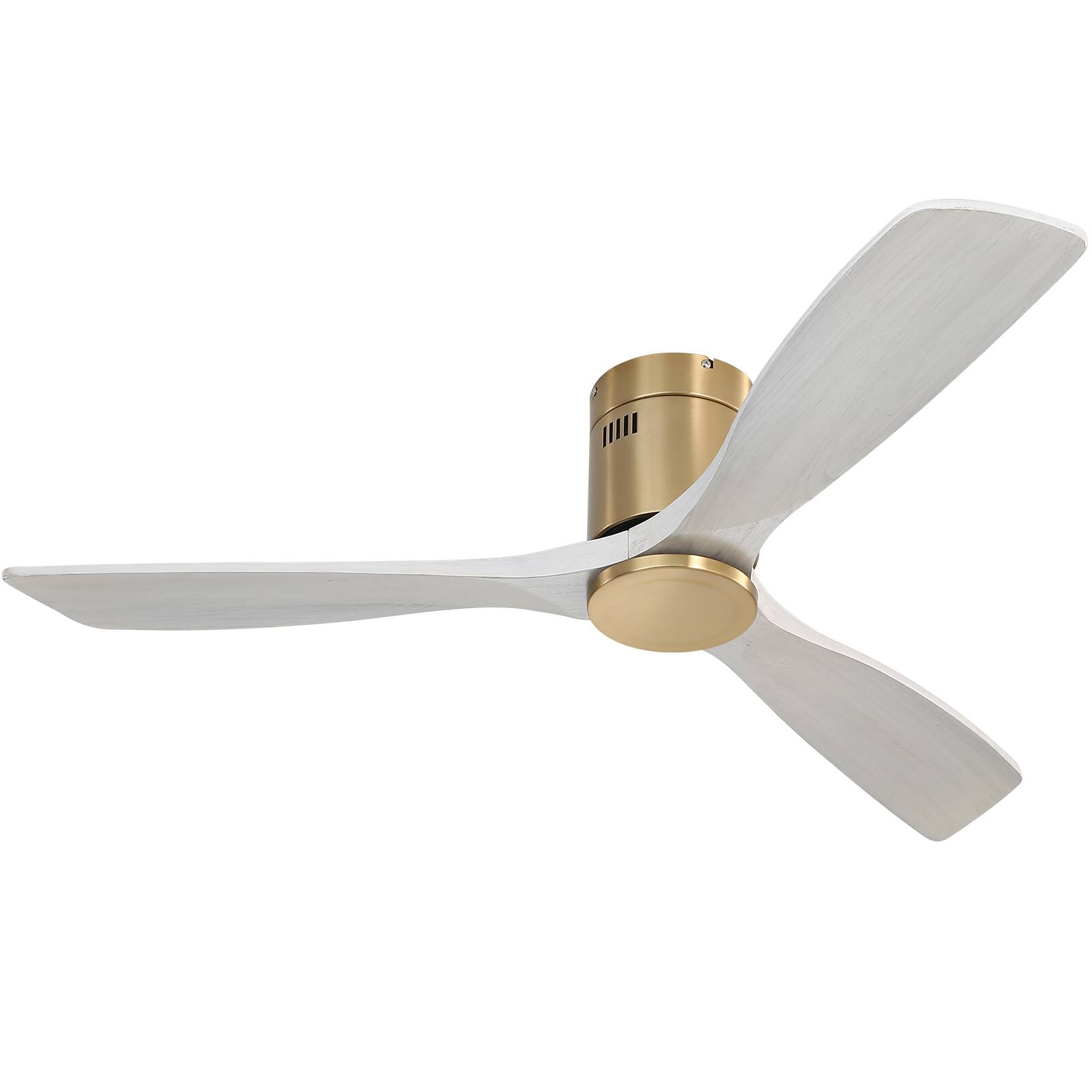 Alt View 1. Sofucor - 52 Inch Solid Wood Flush Mount Ceiling Fan With Remote Indoor/Outdoor Ceiling Fans Reversible DC Motor for Bedroom Patio - Gold.