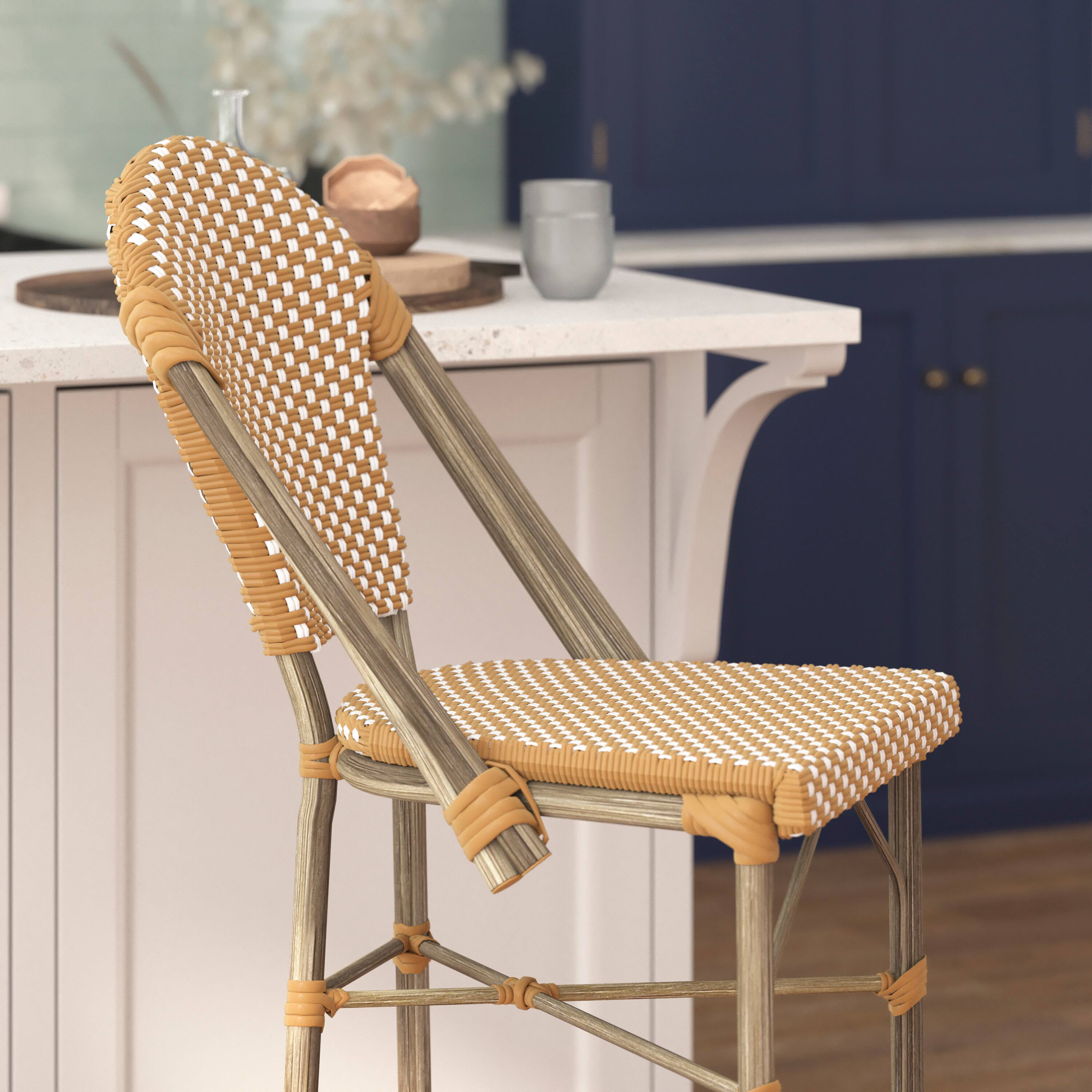 Alt View 3. Flash Furniture - Lourdes Stackable Indoor/Outdoor Bistro 30" High Barstool, Commercial Grade, Natural/White and Light Natural Finish - Natural.